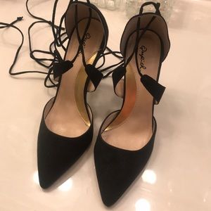 Ankle tie black heels